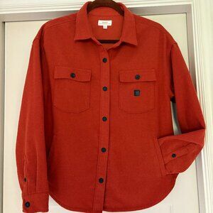 Roark Amberley Flannel Shirt Jacket Orange Wool Blend Button Pockets Small
